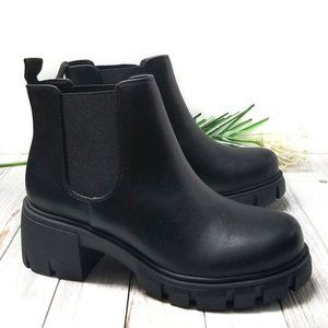 New Black Chelsea Platform Lug Ankle Boots Booties